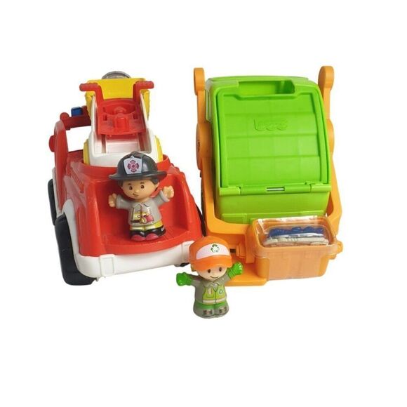 Little People Fire Truck & Recycling Truck Musical With Figures NWOT - Picture 4 of 7